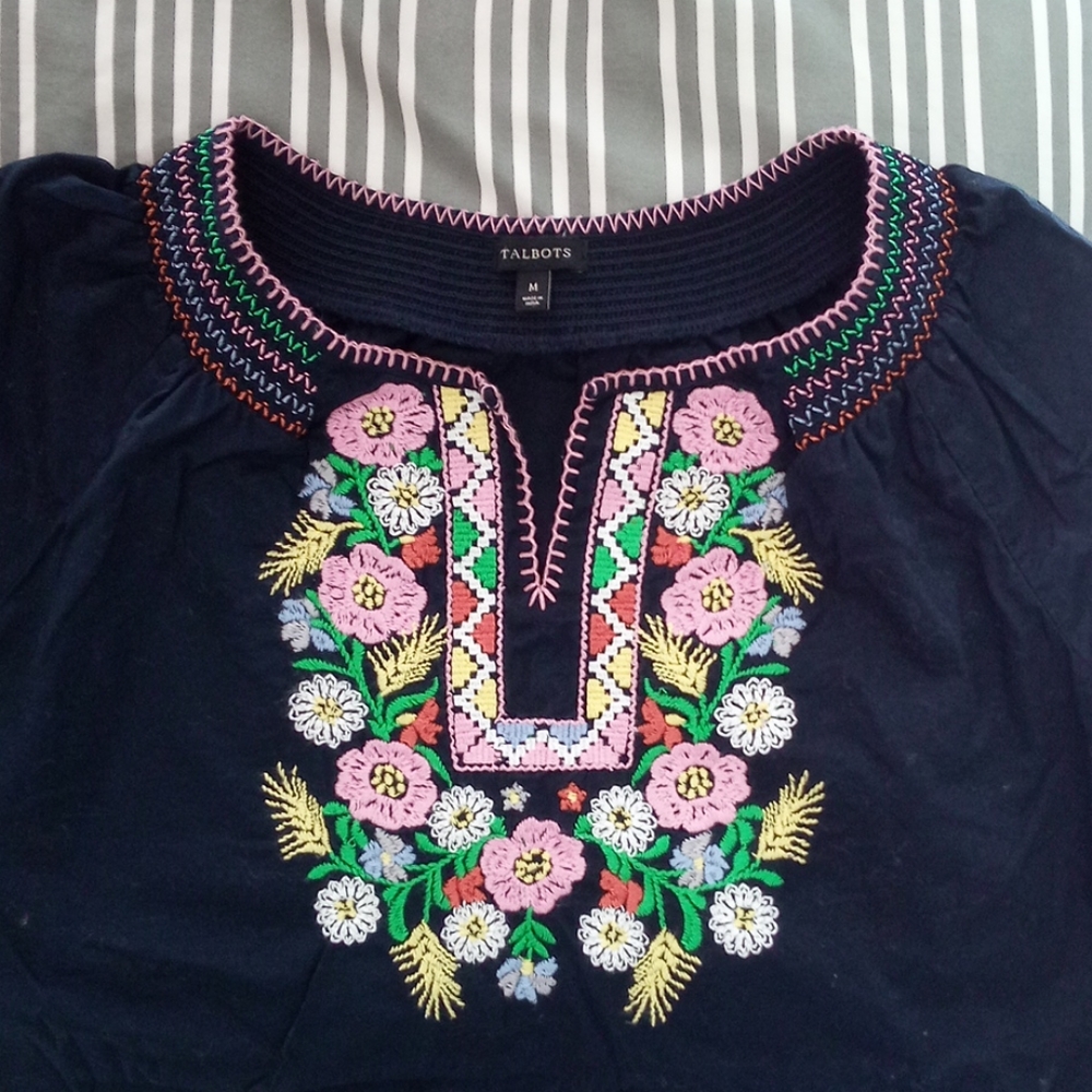 Talbots boho embroidered top
